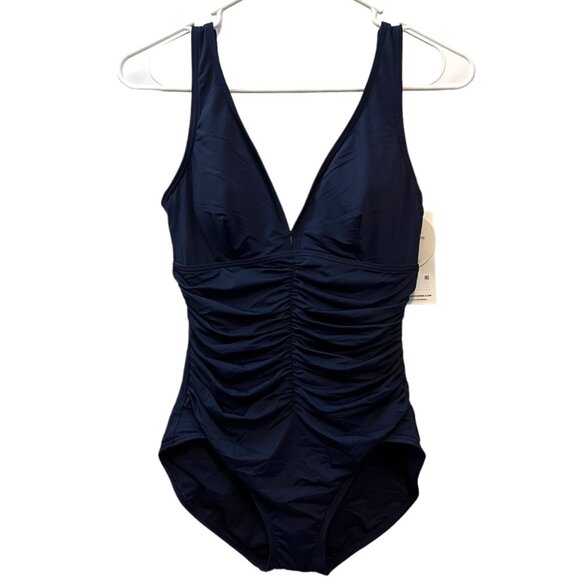 Coco Reef Navy Underwire Shapemaker Ruched Swimsuit NWT Size 8 - Picture 2 of 13